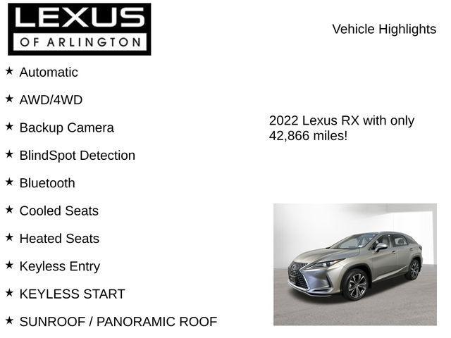 used 2022 Lexus RX 350 car, priced at $46,495