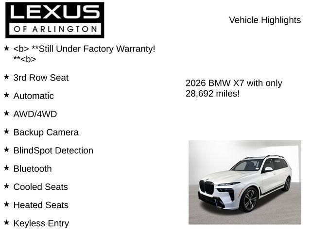 used 2026 BMW X7 car, priced at $74,495