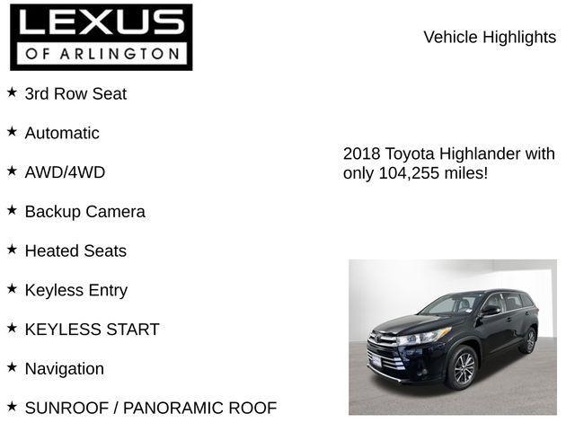 used 2018 Toyota Highlander car, priced at $21,495