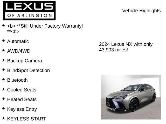used 2024 Lexus NX 350 car, priced at $40,995
