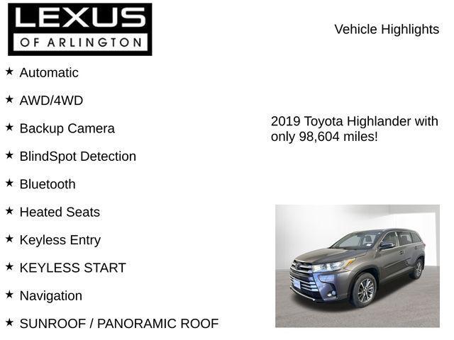 used 2019 Toyota Highlander car, priced at $21,495