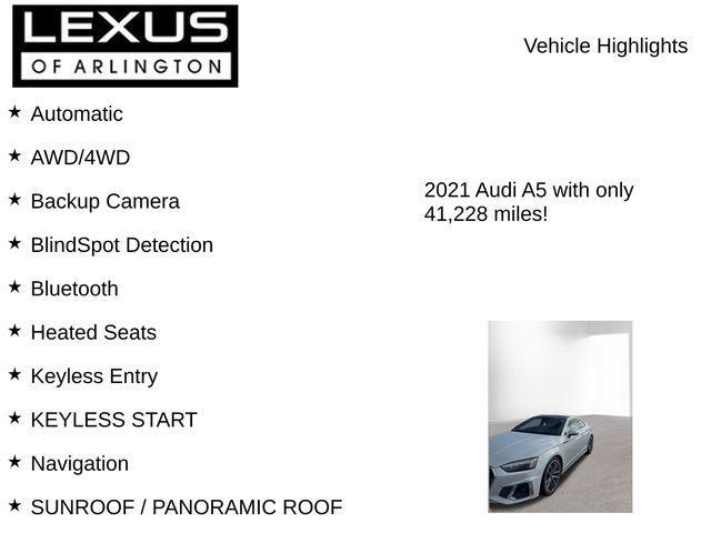 used 2021 Audi A5 car, priced at $26,495