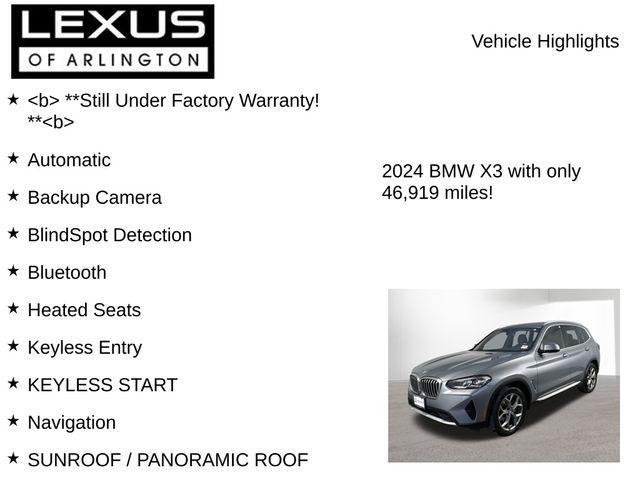 used 2024 BMW X3 car, priced at $29,995