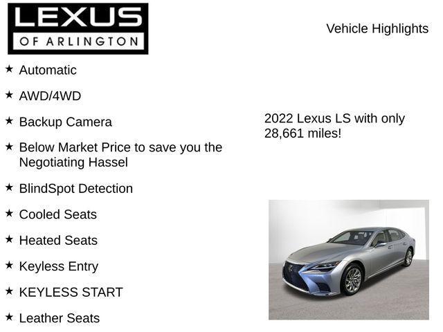 used 2022 Lexus LS 500 car, priced at $58,995