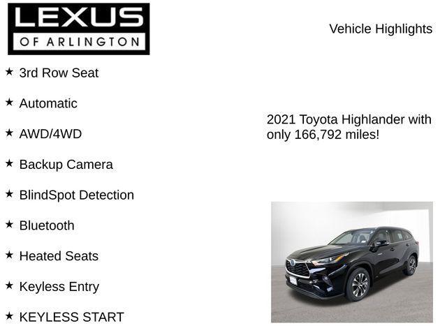 used 2021 Toyota Highlander Hybrid car, priced at $22,495