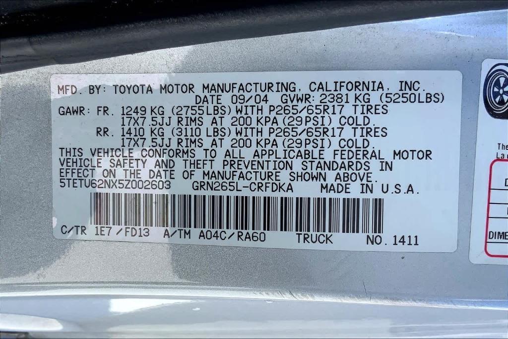 used 2005 Toyota Tacoma car, priced at $13,247