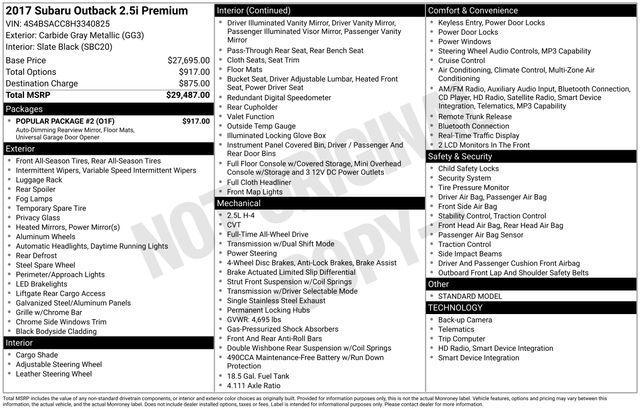 used 2017 Subaru Outback car, priced at $14,900