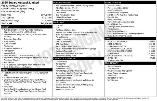 used 2025 Subaru Outback car, priced at $31,800