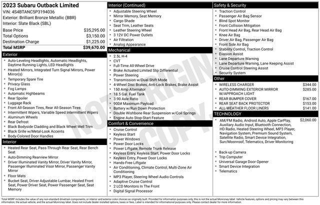 used 2023 Subaru Outback car, priced at $27,999