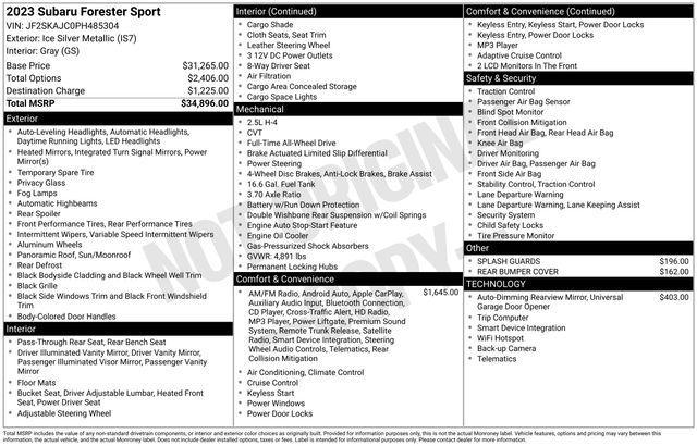 used 2023 Subaru Forester car, priced at $26,998
