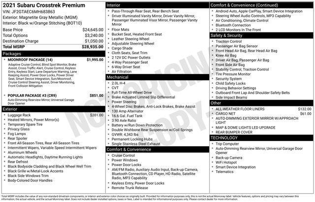 used 2021 Subaru Crosstrek car