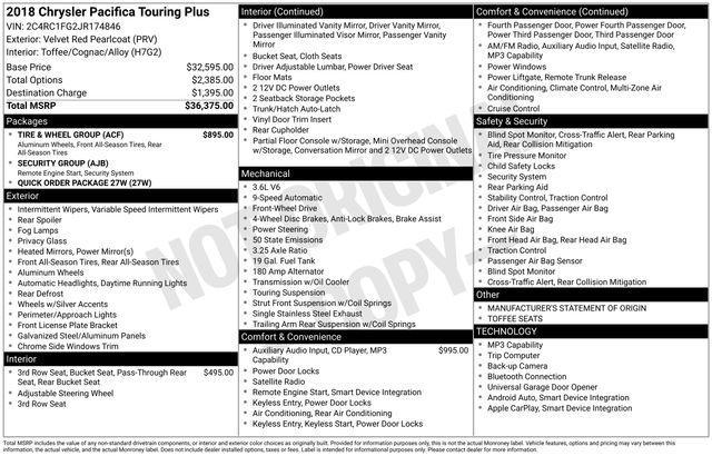 used 2018 Chrysler Pacifica car, priced at $16,900