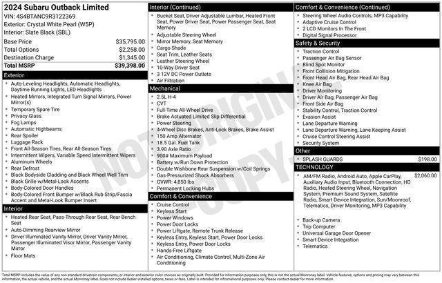 used 2024 Subaru Outback car, priced at $30,400