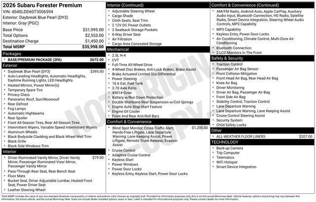 used 2026 Subaru Forester car, priced at $30,900