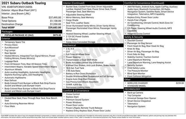 used 2021 Subaru Outback car, priced at $23,299
