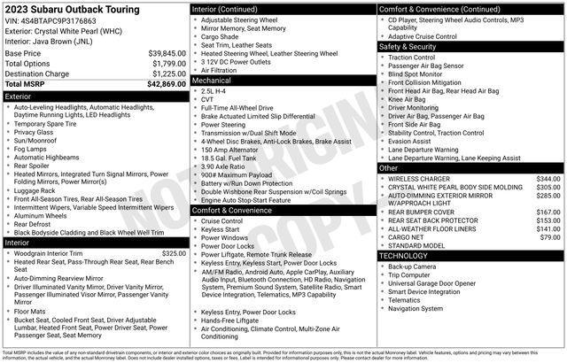 used 2023 Subaru Outback car, priced at $29,300