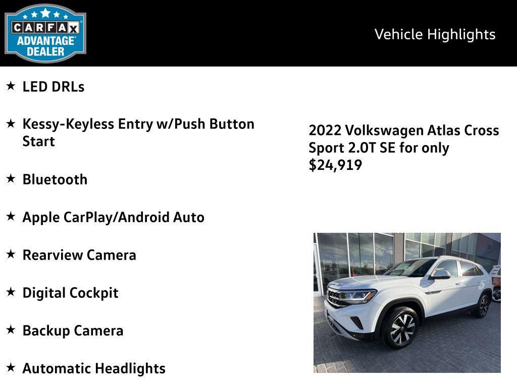 used 2022 Volkswagen Atlas Cross Sport car, priced at $24,919