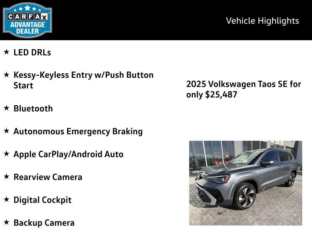 used 2025 Volkswagen Taos car, priced at $25,377