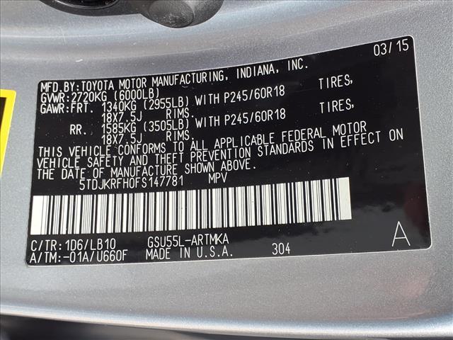 used 2015 Toyota Highlander car, priced at $16,250