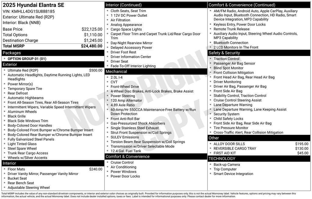 used 2025 Hyundai Elantra car, priced at $19,880