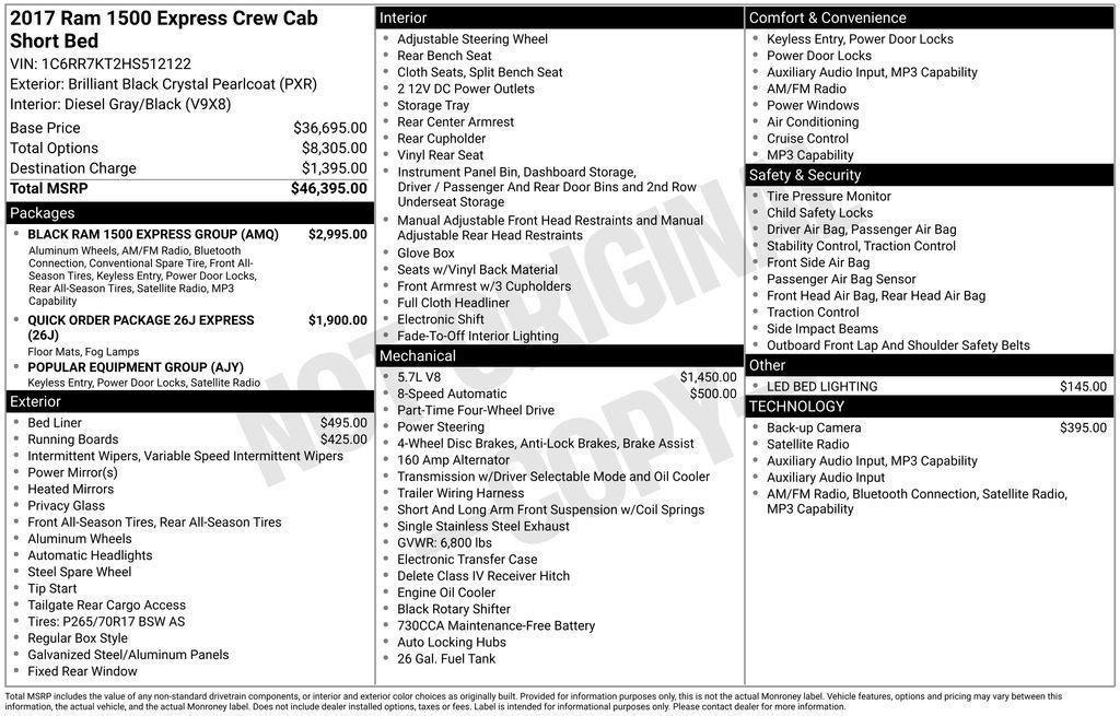 used 2017 Ram 1500 car, priced at $18,290