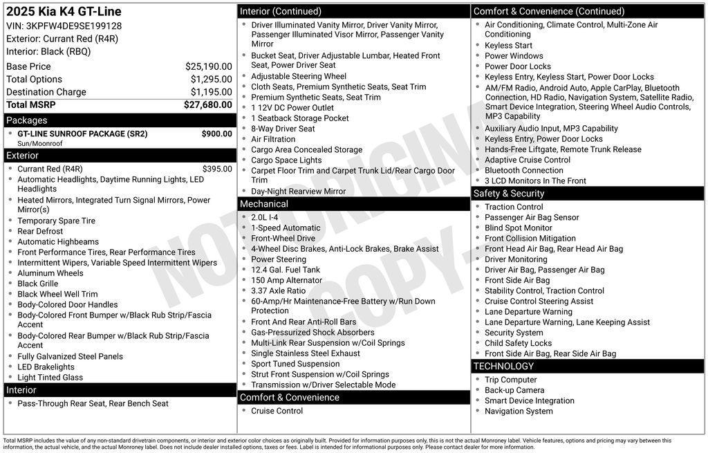 new 2025 Kia K4 car, priced at $26,660