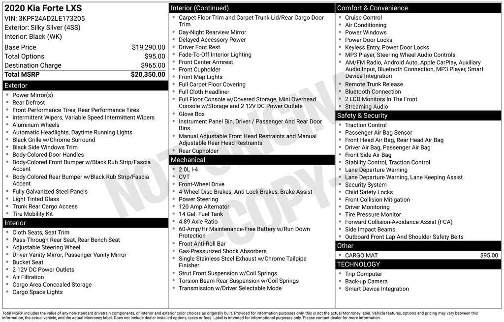 used 2020 Kia Forte car, priced at $14,434