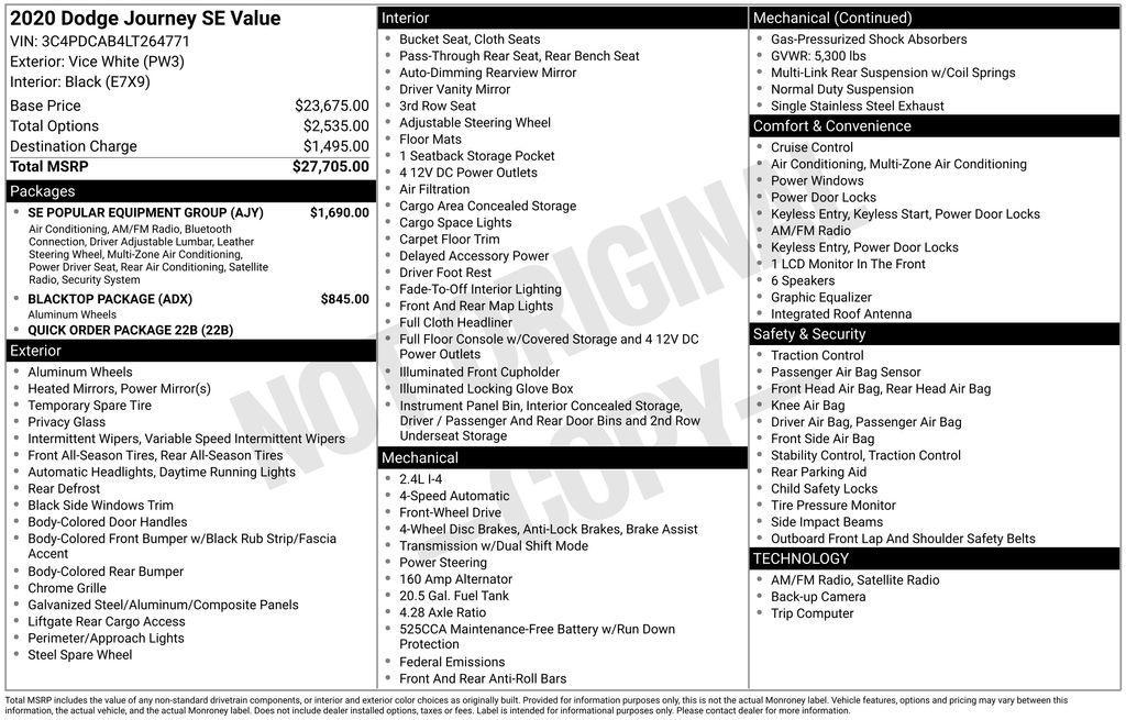 used 2020 Dodge Journey car, priced at $13,799