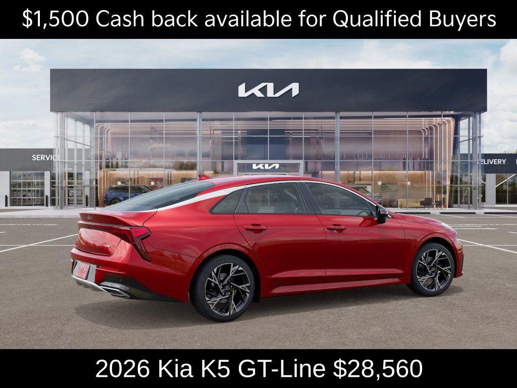 new 2026 Kia K5 car, priced at $28,560