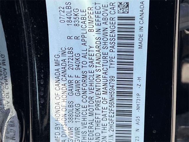 used 2022 Honda Civic car, priced at $21,739