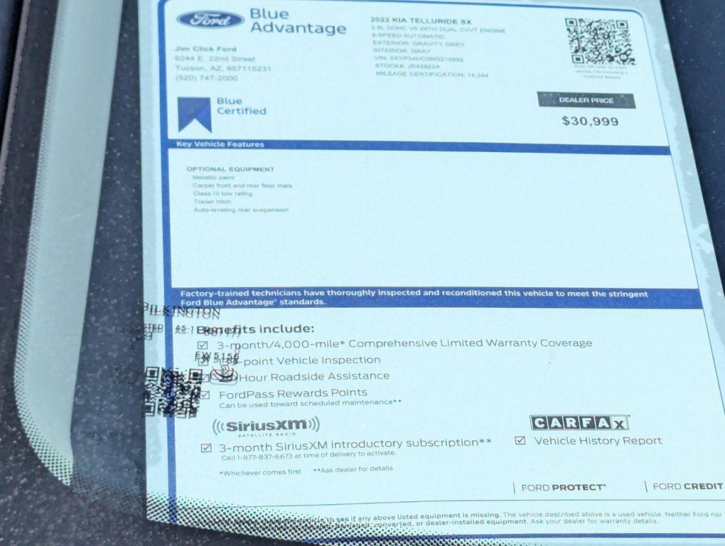 used 2022 Kia Telluride car, priced at $32,598