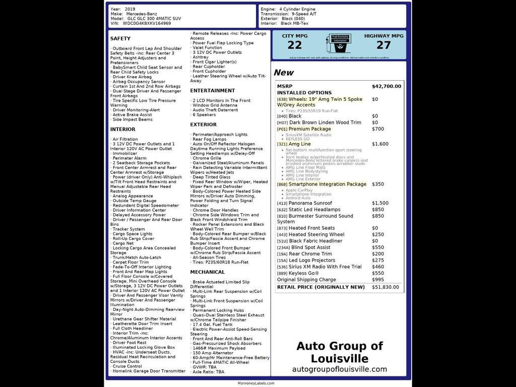 used 2019 Mercedes-Benz GLC 300 car, priced at $20,975