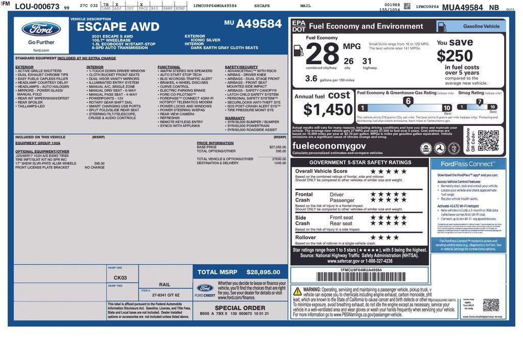used 2021 Ford Escape car, priced at $15,499