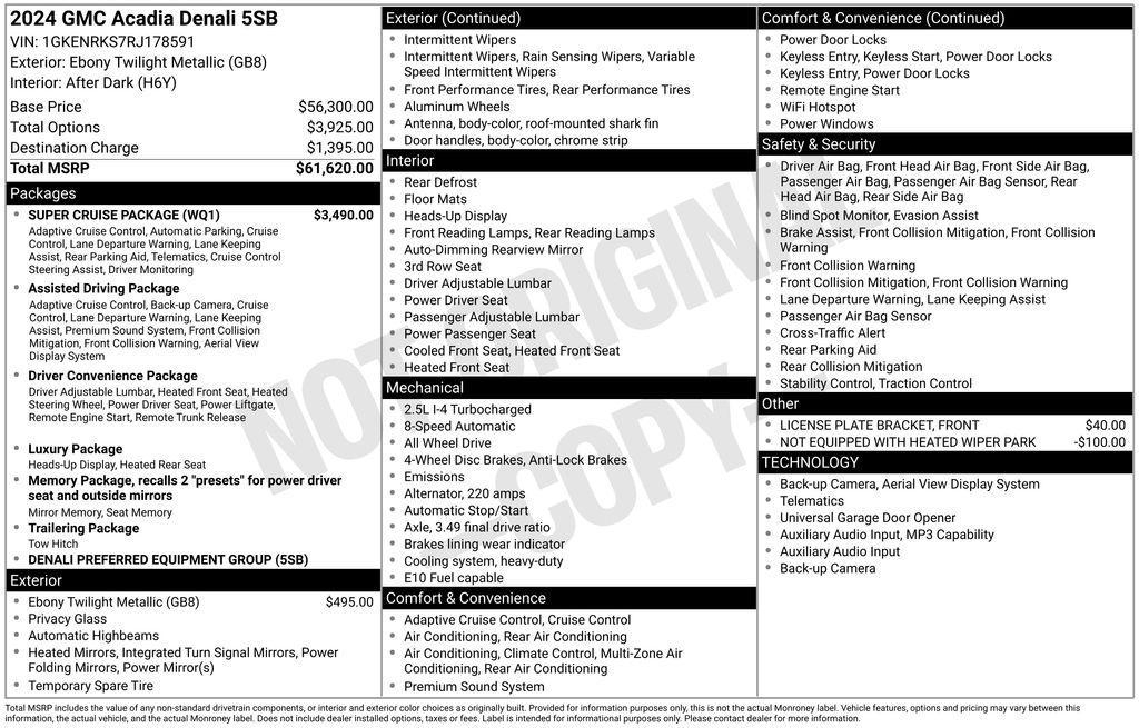 used 2024 GMC Acadia car, priced at $49,999