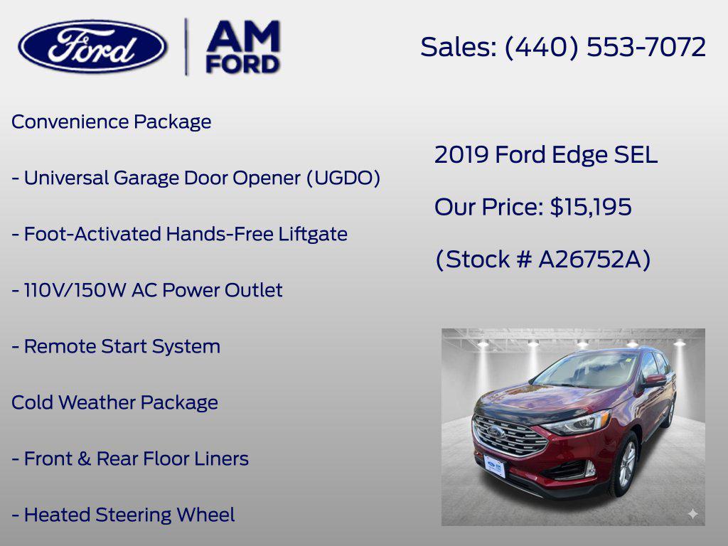 used 2019 Ford Edge car, priced at $15,195