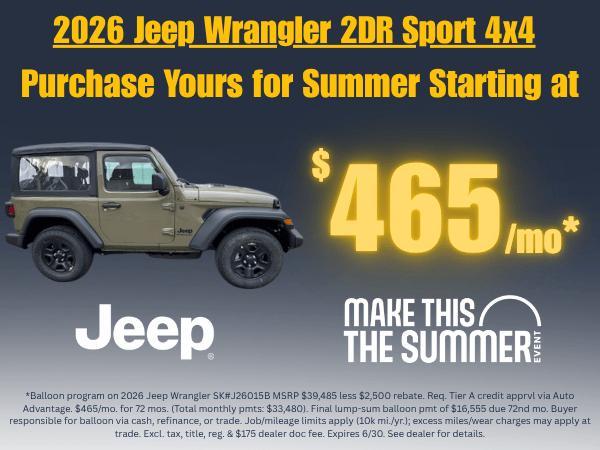new 2026 Jeep Wrangler car, priced at $47,205
