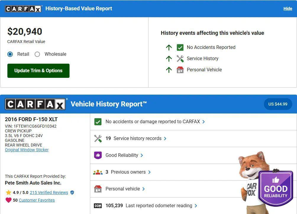 used 2016 Ford F-150 car, priced at $19,995