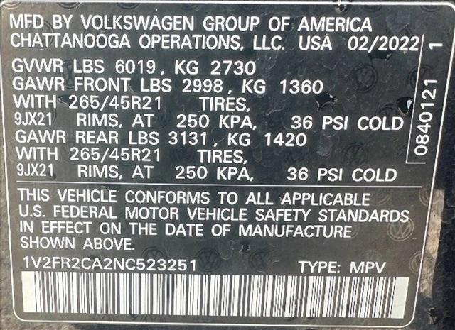 used 2022 Volkswagen Atlas car, priced at $32,500