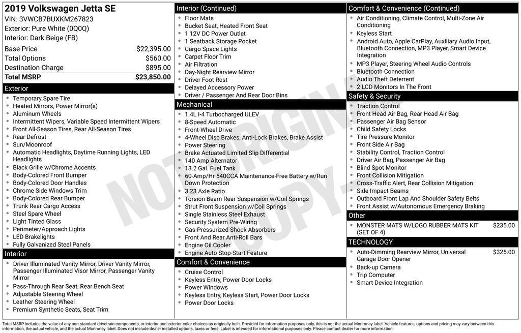 used 2019 Volkswagen Jetta car, priced at $14,477