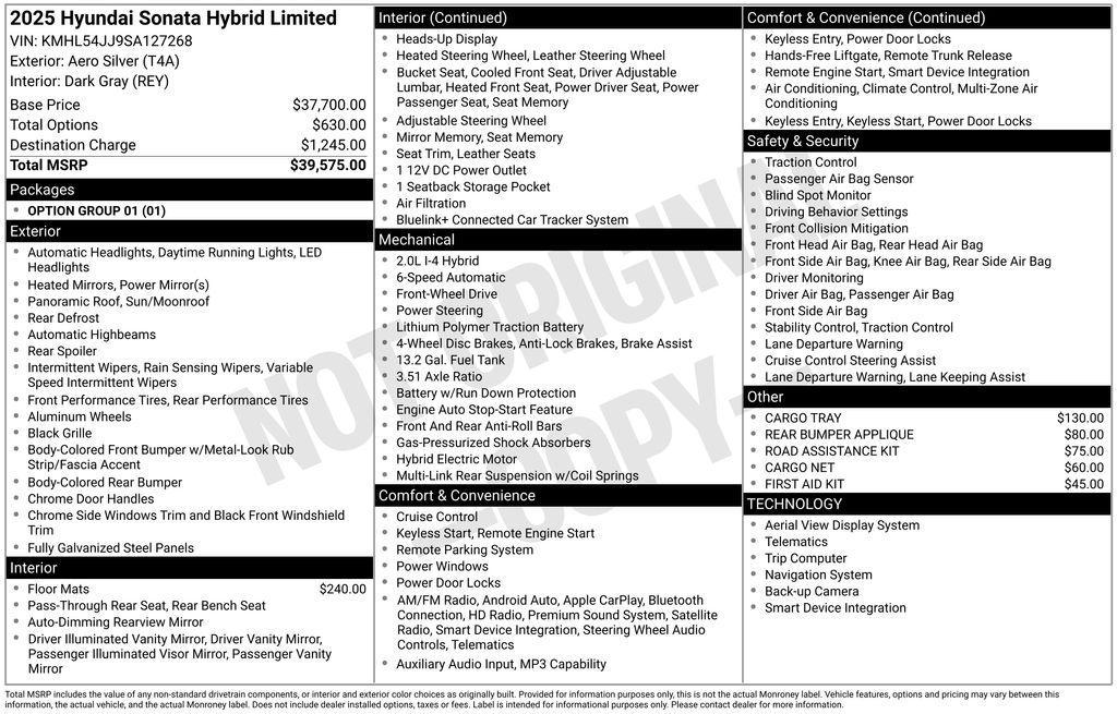new 2025 Hyundai Sonata Hybrid car, priced at $33,999