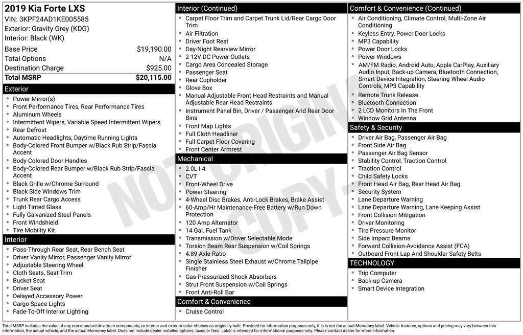 used 2019 Kia Forte car, priced at $8,977