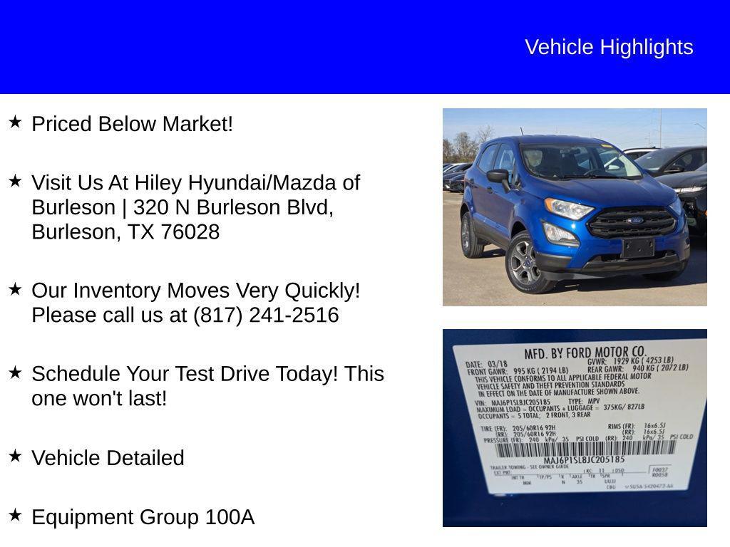 used 2018 Ford EcoSport car, priced at $9,477
