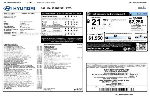 used 2021 Hyundai Palisade car, priced at $23,964