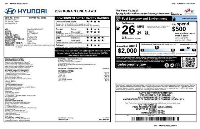 used 2025 Hyundai Kona car, priced at $27,544