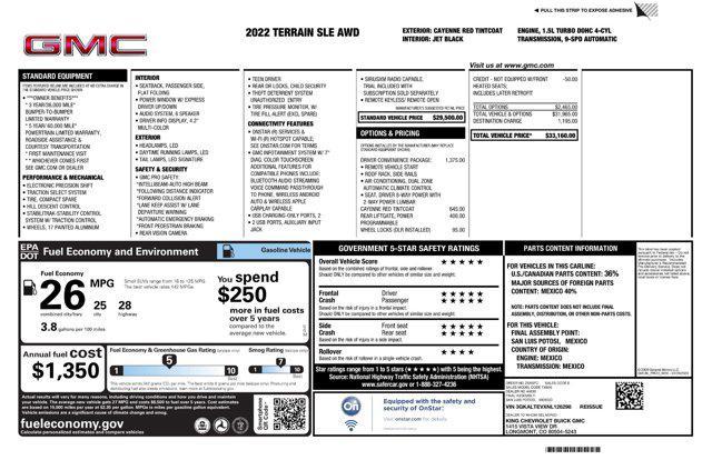 used 2022 GMC Terrain car, priced at $17,498
