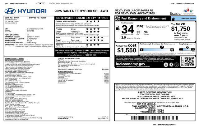 used 2025 Hyundai Santa Fe car, priced at $35,414