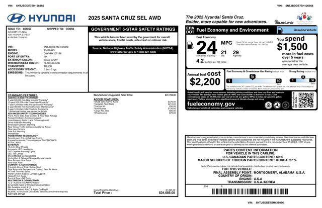 used 2025 Hyundai SANTA CRUZ car, priced at $29,498