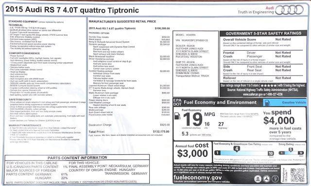 used 2015 Audi RS 7 car, priced at $36,850