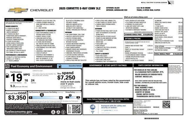 used 2025 Chevrolet Corvette car, priced at $114,850