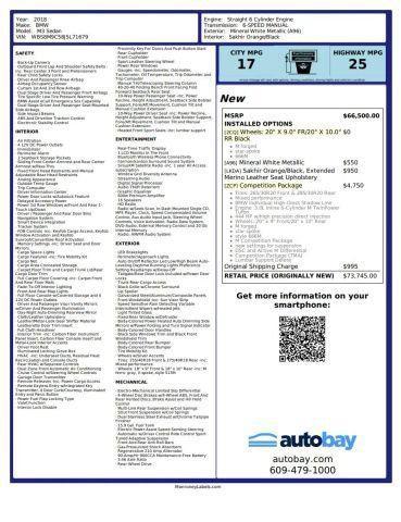 used 2018 BMW M3 car, priced at $54,750